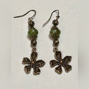 Artisan Bronze and Stone Floral Earrings